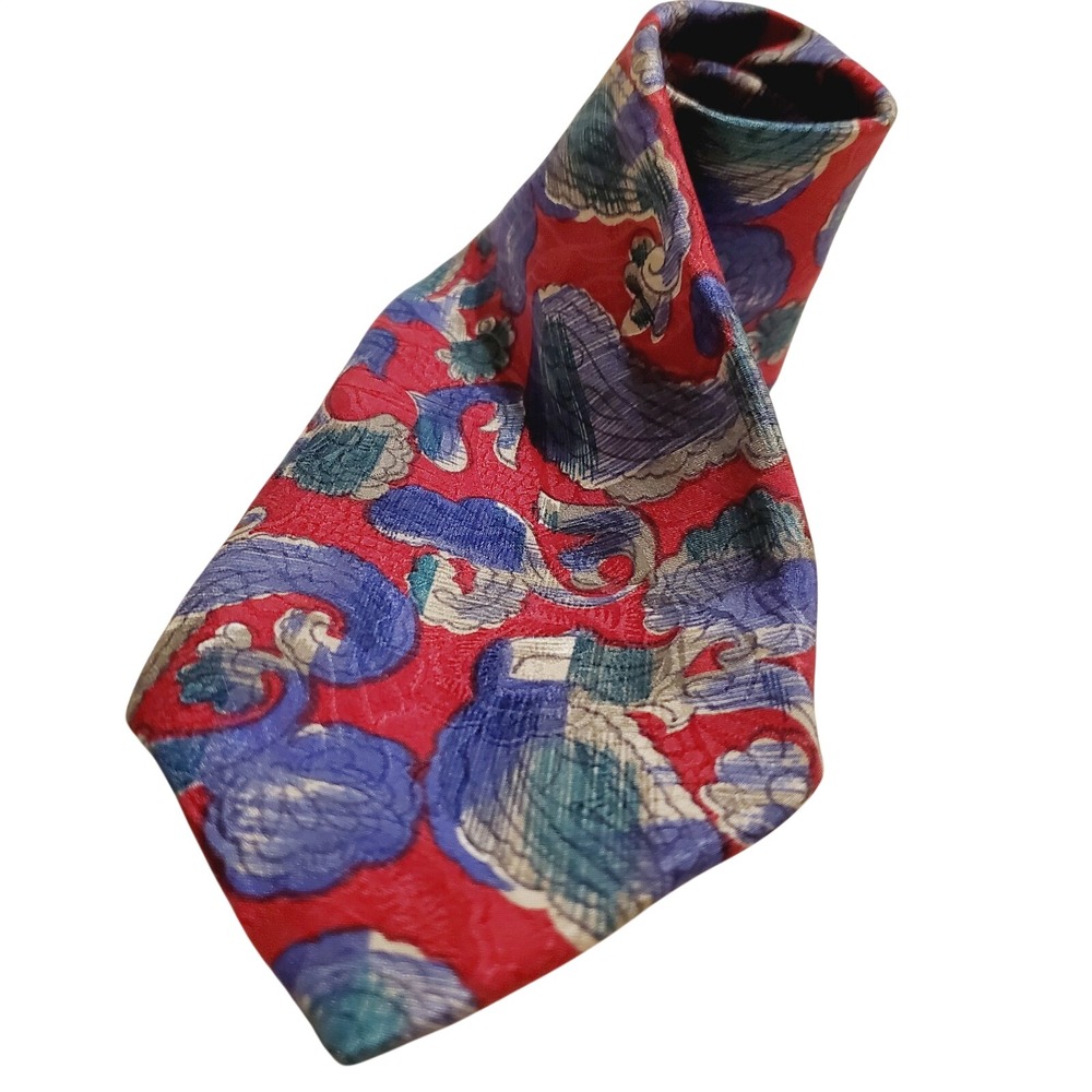 Linea Moda Mens Red Blue Green‎ Silk Necktie Handmade China